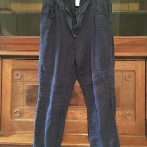 Navy blue Cotton Chico's rolled crop pants